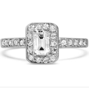 EMERALD Cut White Gold Diamond Engagement Ring